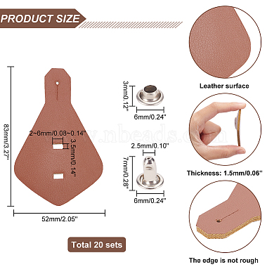nbeads 20 наборы пустых этикеток для одежды на заказ из искусственной кожи(DIY-NB0007-46)-2
