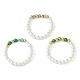3Pcs 3 Style Natural Pearl & Moss Agate & Apatite Beaded Stretch Rings(RJEW-TA00099)-1