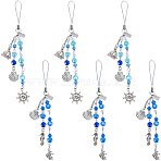 6Pcs 2 Styles Glass & Alloy Mobile Straps, Ocean Theme, Blue, 15.5~16.3cm, 3pcs/style(HJEW-SC0001-89)
