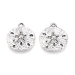 Tibetan Style Alloy Pendants, Sand Dollar Charm, Cadmium Free & Lead Free, Sand Dollar, Antique Silver, 20x18x2mm, Hole: 2mm(TIBEP-23472-AS-RS)