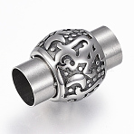 304 Stainless Steel Magnetic Clasps with Glue-in Ends, Column, Antique Silver, 20.5x14mm, Hole: 8mm(STAS-F130-30AS)