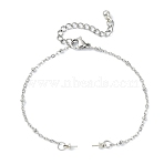 304 Stainless Steel Satellite Chain Bracelet Making, for Beads, Non-Tarnish, Stainless Steel Color, 6.85 inch(17.4cm)(AJEW-JB01626-01)