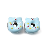 Alloy Enamel European Beads, Large Hole Beads, Donut, Platinum, Bear, 12x11x7mm, Hole: 4.5mm(MPDL-F020-11B-P01)