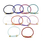 Adjustable 304 Stainless Steel Wire Rope Cord Bracelets Making, with Brass and Rubber Slide Beads, Long-Lasting Plated, Golden, Mixed Color, 1-5/8 inch~3-1/4 inch(4~8.2cm)(AJEW-D047-01G-A)