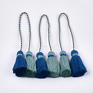 Polycotton(Polyester Cotton) Tassel Big Pendant Decorations, Two Tone, Blue, 280~300mm(FIND-S302-01V)