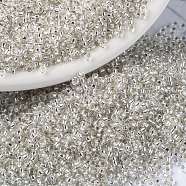 MIYUKI Round Rocailles Beads, Japanese Seed Beads, 15/0, (RR1) Silverlined Crystal, 1.5mm, Hole: 0.7mm, about 5555pcs/10g(X-SEED-G009-RR0001)