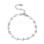 304 Stainless Steel Link Chain Bracelets, with Lobster Claw Clasps, Flat Round, Stainless Steel Color, 7-3/8 inch(18.8cm)(BJEW-I295-16P)