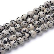 Natural Dalmatian Jasper Bead Strands, Round, 10~11mm, Hole: 1mm, about 37pcs/strand, 15.2 inch(G-R345-10mm-51)