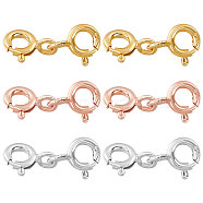 6Pcs 3 Colors Sterling Silver Double Spring Ring Clasps, Mixed Color, 15x6x3mm, Hole: 1.2mm, 2Pcs/color(STER-BBC0001-68)