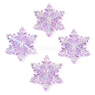 AB Color Transparent Acrylic Chandelier Component Links, Snowflake, Plum, 46x46x6mm, Hole: 2mm(TACR-T028-25D)