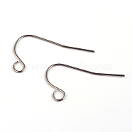 304 Stainless Steel Earring Hook Findings, with Horizontal Loop, Stainless Steel Color, 22x12x0.8mm, 20 Gauge, Hole: 2.5mm(STAS-M240-01)