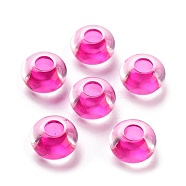 Transparent Acrylic European Beads, Large Hole Beads, Rondelle, Deep Pink, 14x8.5mm, Hole: 5.5mm, about 537pcs/500g(TACR-P009-C01-06)