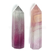 Natural Fluorite Home Decorations, Display Decoration, Healing Stone Wands, for Reiki Chakra Meditation Therapy Decos, Hexagon Prism, 51~65x16~18x15~20mm(G-A217-14)