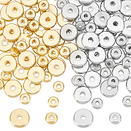 120Pcs 4 Styles 304 Stainless Steel Spacer Beads, Flat Round, Golden & Stainless Steel Color, 5~8x2mm, Hole: 1.5~2mm, 30pcs/style(STAS-UN0050-38)