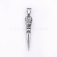 304 Stainless Steel Pendants, Dorje Vajra, Antique Silver, 48x12x12mm, Hole: 10x4mm(STAS-O103-19AS)