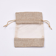 Cotton Packing Pouches, Drawstring Bags, with Organza Ribbons, Tan, 14~15x10~11cm(OP-R034-10x14-13B)