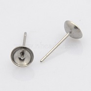 304 Stainless Steel Stud Earring Findings, Stainless Steel Color, 14x6mm, Pin: 0.7mm(STAS-N019-15-6mm)