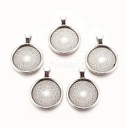 Tibetan Style Alloy Pendant Cabochon Settings, Plain Edge Bezel Cups, Cadmium Free & Lead Free, Flat Round, Antique Silver, Tray: 25mm, 36x28x3mm, Hole: 4mm, about 195pcs/1000g(TIBE-R295-055AS-LF)