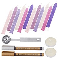 CRASPIRE DIY Scrapbook Crafts, Including Sealing Wax Sticks, Metallic Markers Paints Pens, Stainless Steel Spoons and Candles, Purple, 90x11x11mm, 17pcs/set(DIY-CP0002-05B)