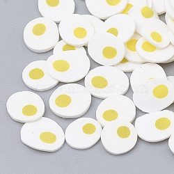 Handmade Polymer Clay Nail Art Decoration, Fashion Nail Care, No Hole, Food, Fried Egg/Poached Egg, White, 4~9x3~7x0.1~3mm(X-CLAY-N002-03D)