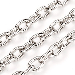 304 Stainless Steel Cable Chains, Unwelded, with Spool, Stainless Steel Color, 8x6x1.5mm, about 32.8 Feet(10m)/roll(CHS-O008-03P)