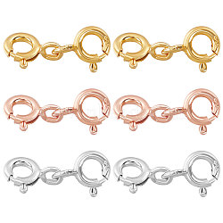 6Pcs 3 Colors Sterling Silver Double Spring Ring Clasps, Mixed Color, 15x6x3mm, Hole: 1.2mm, 2Pcs/color(STER-BBC0001-68)