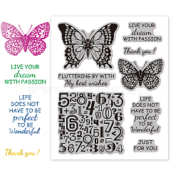 Rubber Clear Stamps, for Card Making Decoration DIY Scrapbooking, Butterfly, 22x18x0.8cm(DIY-WH0251-008)