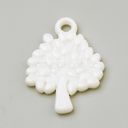 Opaque Acrylic Pendants, Tree, White, 30x22.5x3mm, Hole: 3mm, about 430pcs/500g(SACR-Q190-89O)