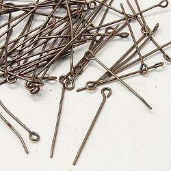 Jewelry Findings, Cadmium Free & Lead Free, Iron Eye Pin, Red Copper, 40x0.7mm, about 6000pcs/1000g(J079U045)
