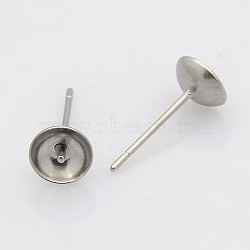 Tarnish Resistant 304 Stainless Steel Stud Earring Findings, Stainless Steel Color, 14x6mm, Pin: 0.7mm(STAS-N019-15-6mm)