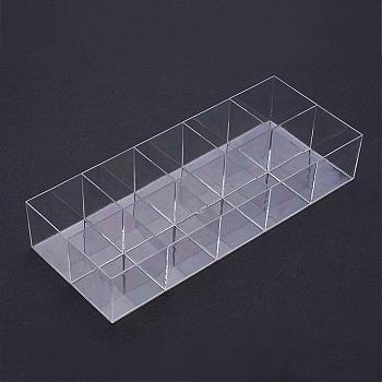 10 Compartments Rectangle Plastic Bead Storage Containers, No Caps, Clear, 12.8x31.6x5.8cm