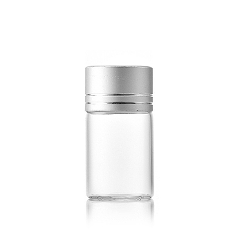 Clear Glass Bottles Bead Containers, Screw Top Bead Storage Tubes with Aluminum Cap, Column, Silver, 2.2x4cm, Capacity: 8ml(0.27fl. oz)