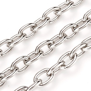 304 Stainless Steel Cable Chains, Unwelded, with Spool, Stainless Steel Color, 8x6x1.5mm, about 32.8 Feet(10m)/roll