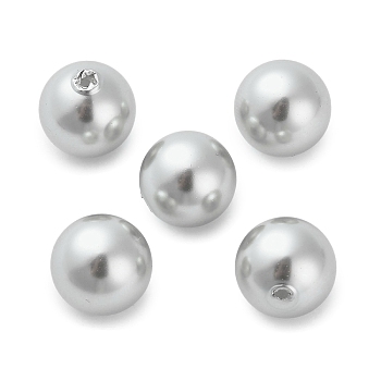 Baking Painted Pearlized Glass Pearl Round Beads, Silver, 12mm, Hole: 1.2mm