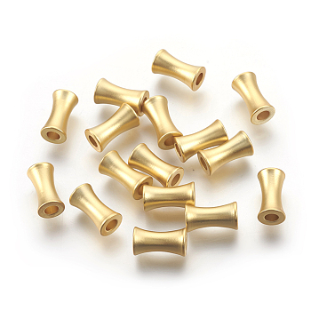 Brass Beads, Long-Lasting Plated, Lead Free & Cadmium Free & Nickel Free, Bamboo Stick, Matte Style, Real 18K Gold Plated, 11x6x4mm, Hole: 3mm
