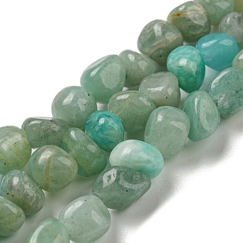 Natural Amazonite Bead Strands, Tumbled Stone, Nuggets, 3~7.5x4.5~6x3~6mm, Hole: 1mm, about 61~66pcs/strand, 15.16''~15.35''(38.5~39cm)