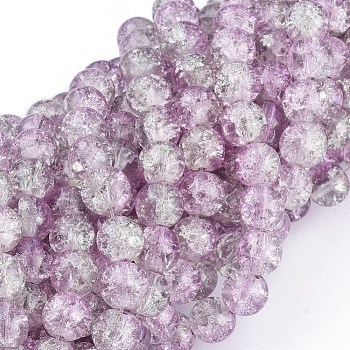 Crackle Glass Beads Strands, Round, Plum, 8mm, Hole: 1.3~1.6mm, 31.4 inch