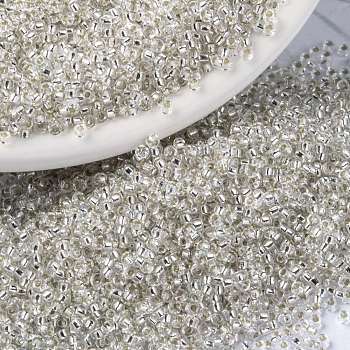 MIYUKI Round Rocailles Beads, Japanese Seed Beads, 15/0, (RR1) Silverlined Crystal, 1.5mm, Hole: 0.7mm, about 5555pcs/10g