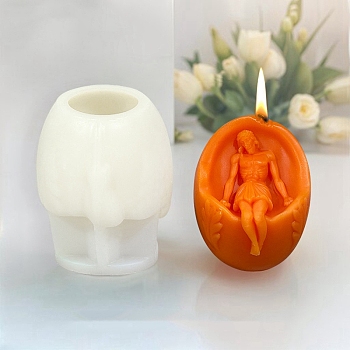 Easter Theme Saint DIY Silicone Candle Molds, Resin Casting Molds, White, 99.5x79.5x82.5mm