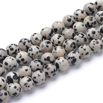 Natural Dalmatian Jasper Bead Strands, Round, 10~11mm, Hole: 1mm, about 37pcs/strand, 15.2 inch