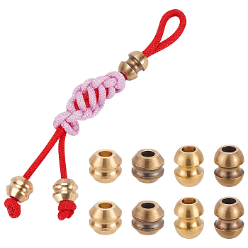 8Pcs 4 Styles Outdoor EDC Tool Brass Parachute Rope European Beads, Large Hole Beads, Barrel, Mixed Color, 12.5~14.5x11~12mm, Hole: 5~5.5mm, 2pcs/style