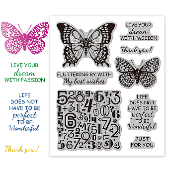 Rubber Clear Stamps, for Card Making Decoration DIY Scrapbooking, Butterfly, 22x18x0.8cm
