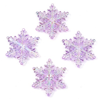 AB Color Transparent Acrylic Chandelier Component Links, Snowflake, Plum, 46x46x6mm, Hole: 2mm