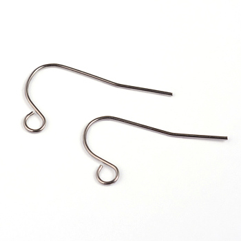304 Stainless Steel Earring Hook Findings, with Horizontal Loop, Stainless Steel Color, 22x12x0.8mm, 20 Gauge, Hole: 2.5mm