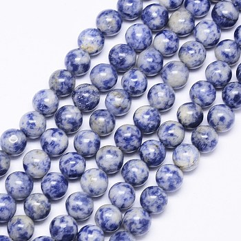 Natural Blue Spot Jasper Bead Strands, Round, 8mm, Hole: 1mm, about 48pcs/strand, 15''(38cm)