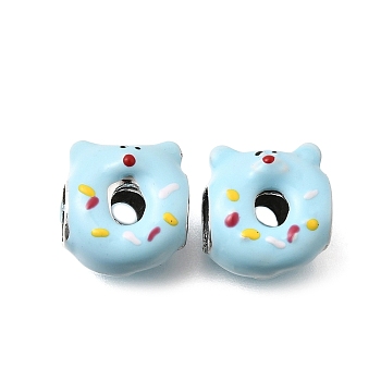 Alloy Enamel European Beads, Large Hole Beads, Donut, Platinum, Bear, 12x11x7mm, Hole: 4.5mm