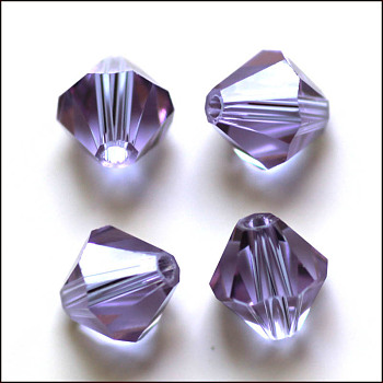 Imitation Austrian Crystal Beads, Grade AAA, Faceted, Bicone, Medium Purple, 4.55x5mm, Hole: 0.7~0.9mm
