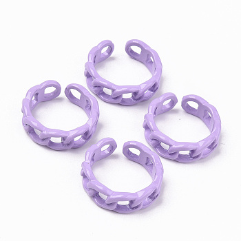 Spray Painted Alloy Cuff Rings, Open Rings, Cadmium Free & Lead Free, Curb Chain Shape, Medium Orchid, US Size 7 1/4(17.5mm)
