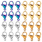 110Pcs 4 Styles 304 Stainless Steel Lobster Claw Clasps, Parrot Trigger Clasps, Mixed Color, 12x7x3.5~4mm, Hole: 1~1.5mm(STAS-PH0006-56)