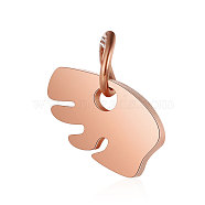201 Stainless Steel Charms, Zuni Bear, Rose Gold, 5x8x1mm, Hole: 2.5mm(STAS-S105-T622-3)